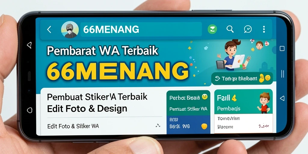 Antarmuka pengguna 66MENANG untuk Pembuat Stiker WA yang intuitif.