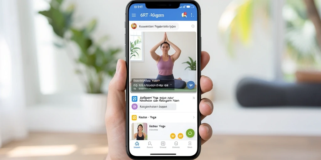 Screenshot antarmuka aplikasi 6RT dengan fitur yoga yang menarik.