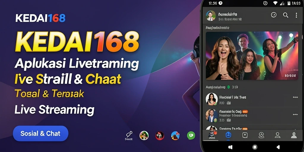 Tampilan antarmuka KEDAI168 dengan fitur Live Streaming yang menarik.
