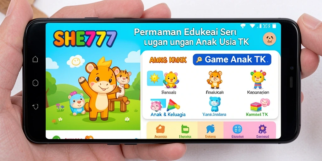 Tampilan antarmuka SHE777 yang cerah dan ramah anak.