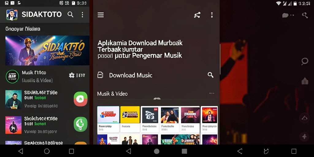Antarmuka aplikasi <strong>SIDAKTOTO</strong> yang memudahkan pengguna untuk mengunduh musik.