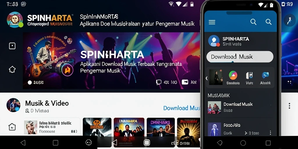 Antarmuka aplikasi SPINHARTA menunjukkan proses unduhan musik yang sederhana dan efisien.