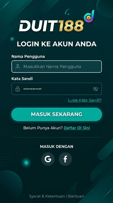 Tampilan halaman login duit188