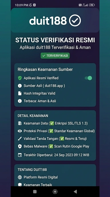 Tampilan kanal resmi duit188